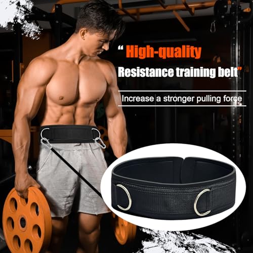 Neoprene Padded Waist Resistance Belt with Metal Rings for Cable & Strength Training