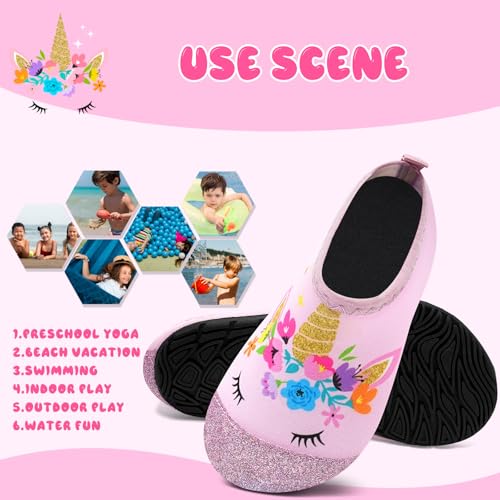 Kids Water Shoes - Quick Dry Barefoot Aqua Socks, A-Bling Unicorn 9.5-10 Toddler