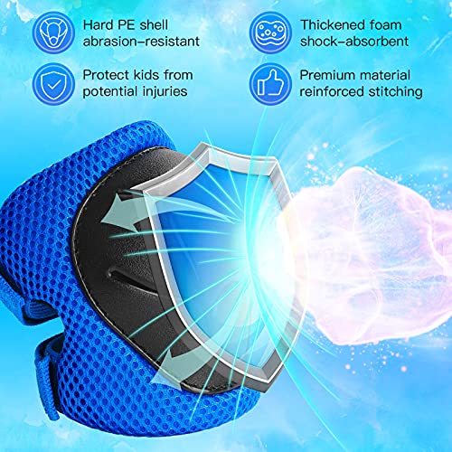 Kids Protective Gear Set - Knee Pads, Elbow Pads & Wrist Guards for Ages 3-14
