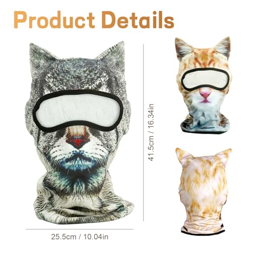 3D Cat Ski Mask with Ears - 2 Pack Funny Animal Balaclava