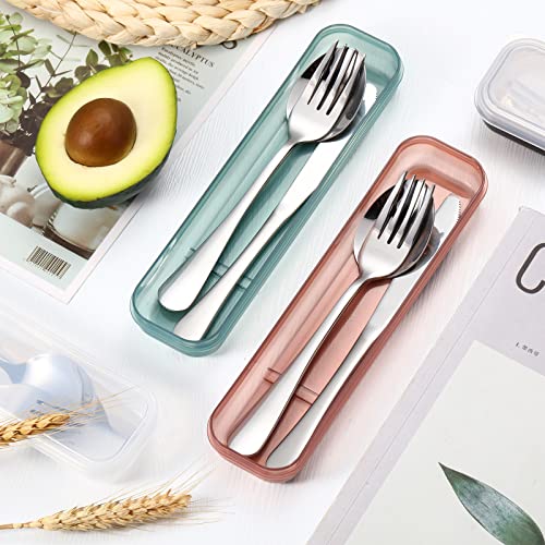 Yinkin 4 Pack Travel Silverware Set with Case - Stainless Steel Utensils for Lunch, Clear (Variant 4)