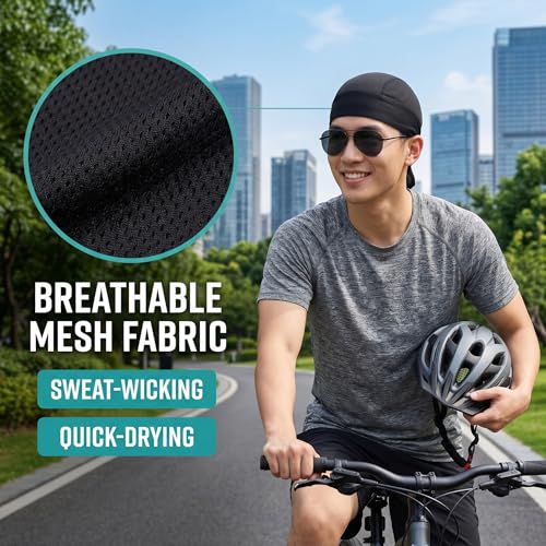 Cooling Bandana Cap - Skull Cap Do Rag for Men, Small-Large Black