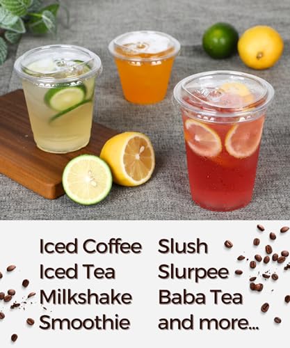 9 oz Clear Plastic Cups with Strawless Sip Lids - 25 Sets
