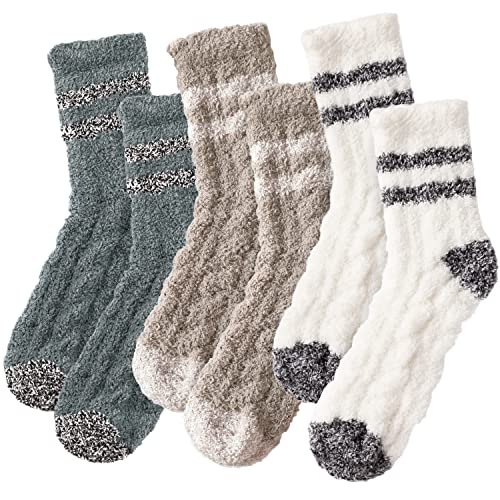 Cozy Fluffy Fuzzy Socks for Women - 3 Pairs Winter Slipper Socks