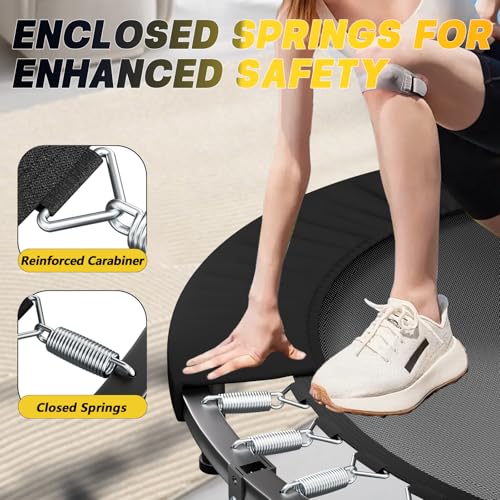 Rebounder Mini Trampoline for Adults - Black, Adjustable Handles