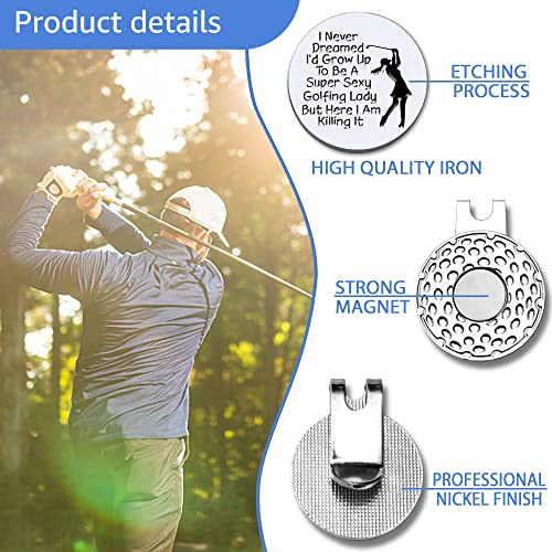 Strong Woman Golfer Ball Marker with Magnetic Hat Clip – Silver052