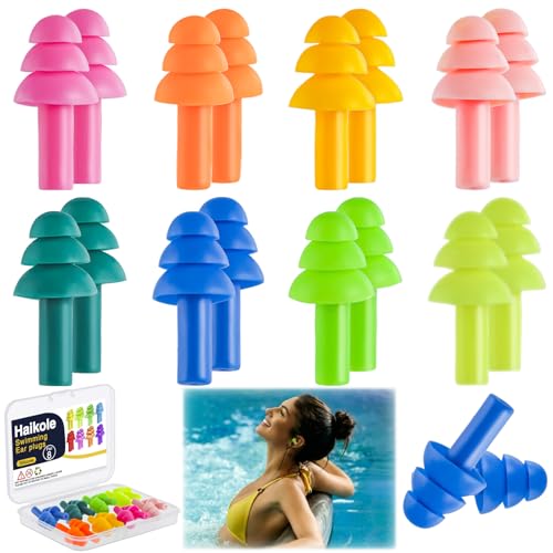 Silicone Ear Plugs - 8 Pairs Reusable Noise Cancelling - 8 Colors