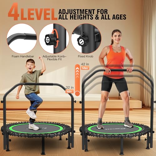 Fitness Trampoline 40" Bungee Rebounder with Adjustable Handle - Training Green