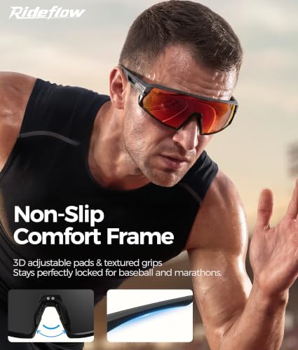RideFlow AeroTrack X Cyber Blue Polarized Sports Sunglasses for Men - UV400, Cycling Running