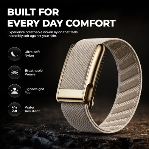 Ultra-Soft Nylon Sport Band for WHOOP 5.0, One, Peak, Life - Dune/Gold Connector