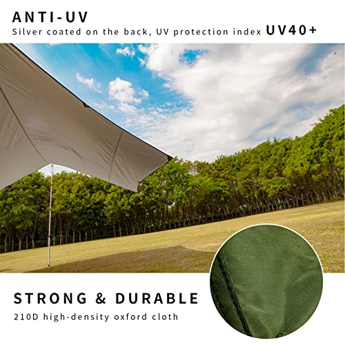 Unigear Green Hexagon Waterproof Camping Tarp 12x10 ft Rain Fly