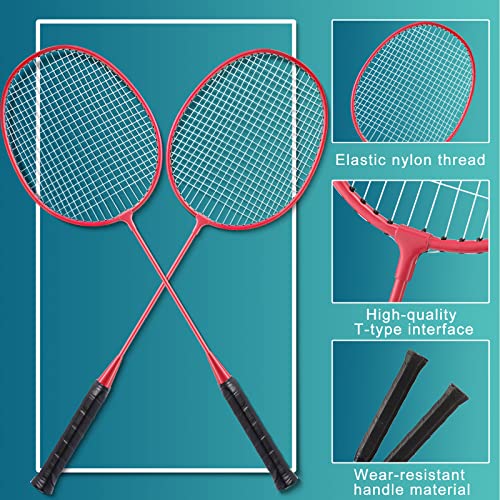 Woanger 5-Set Badminton Racket Set with Shuttlecocks – Lightweight, Colorful Pro-Backyard