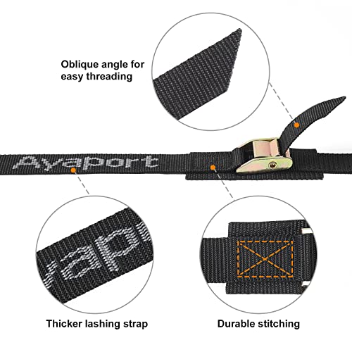 Heavy Duty Cam Buckle Tie Down Straps - 1" x 16' - Black