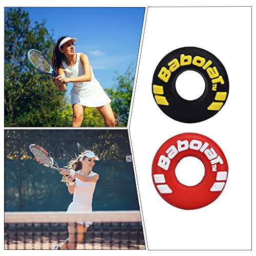 4-Piece Tire Shape Tennis Racket Vibration Dampener - Black & Red