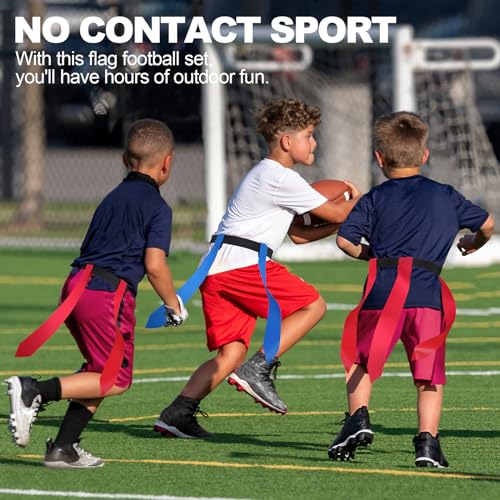 Flag Football Set with 14 Belts, 42 Flags, Size 3 Ball & Cones - Youth & Adult Sports Equipment
