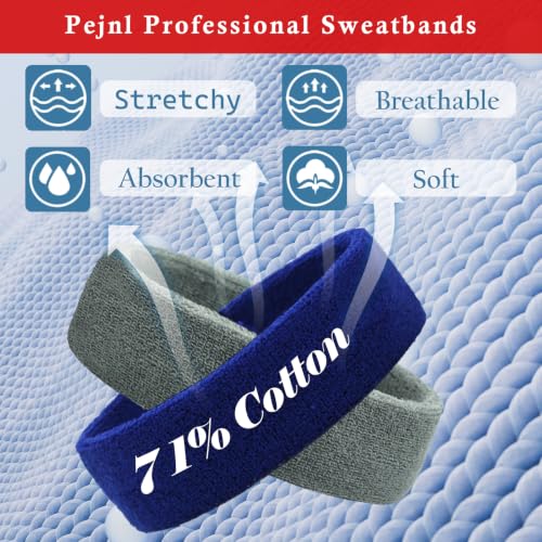 Moisture-Wicking Sports Headbands - 3 Pack Cotton Sweatbands - White