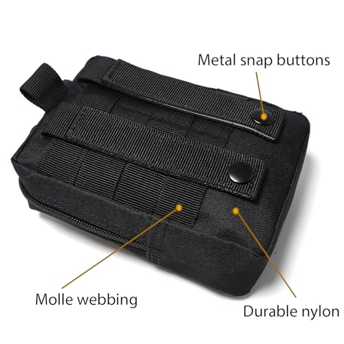Tactical Molle Utility Pouch - Water-Resistant EDC Pouch - Black-A