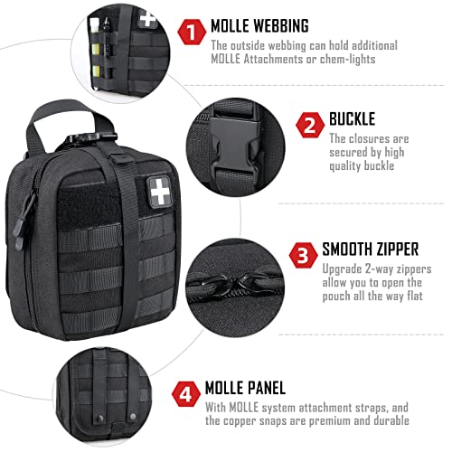 LIVANS 1000D Tactical First Aid Bag Black 7.1 x 3.5 x 8 inches EMT Emergency Pouch