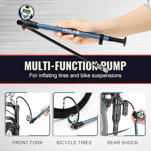 Hycline Digital Titanium Shock Pump for Mountain Bike Suspension, 300 PSI