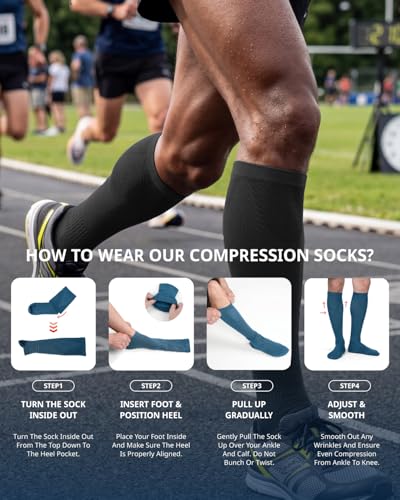 Bamboo Compression Socks 15-20 mmHg for Men Women - Support & Travel