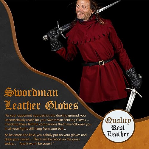 Lightly Padded Leather Fencing Gloves - Large Black