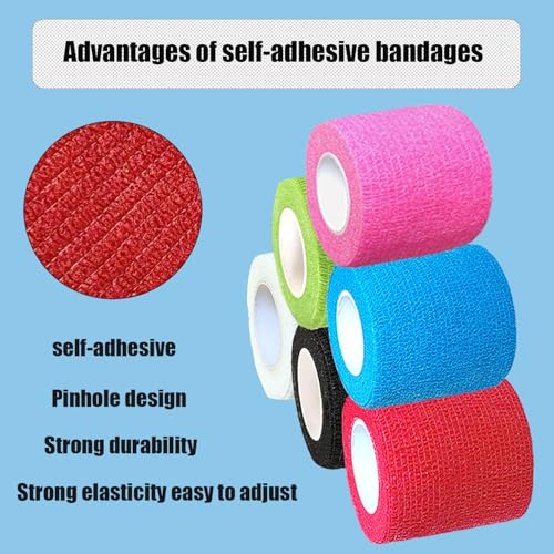 2 Inch Self-Adhesive Bandage Wrap - 6 Pack, 6 Colors