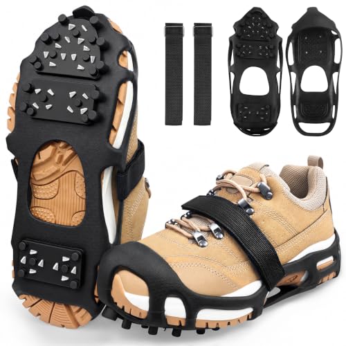 Silanon Ice Cleats 28 Steel Spikes, Crampons for Shoes/Boots, X-Large 10.5-13 Men / 11.5-14 Women