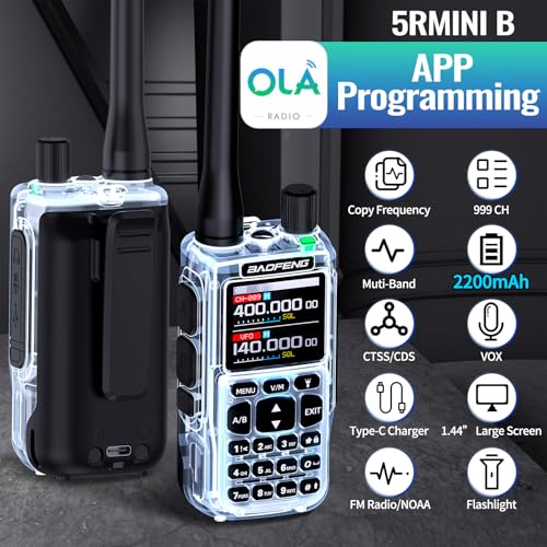 Baofeng UV-5R Mini Two-Way Radio 2 Pack with 2200mAh Battery USB-C Charger NOAA Weather Copy Frequency