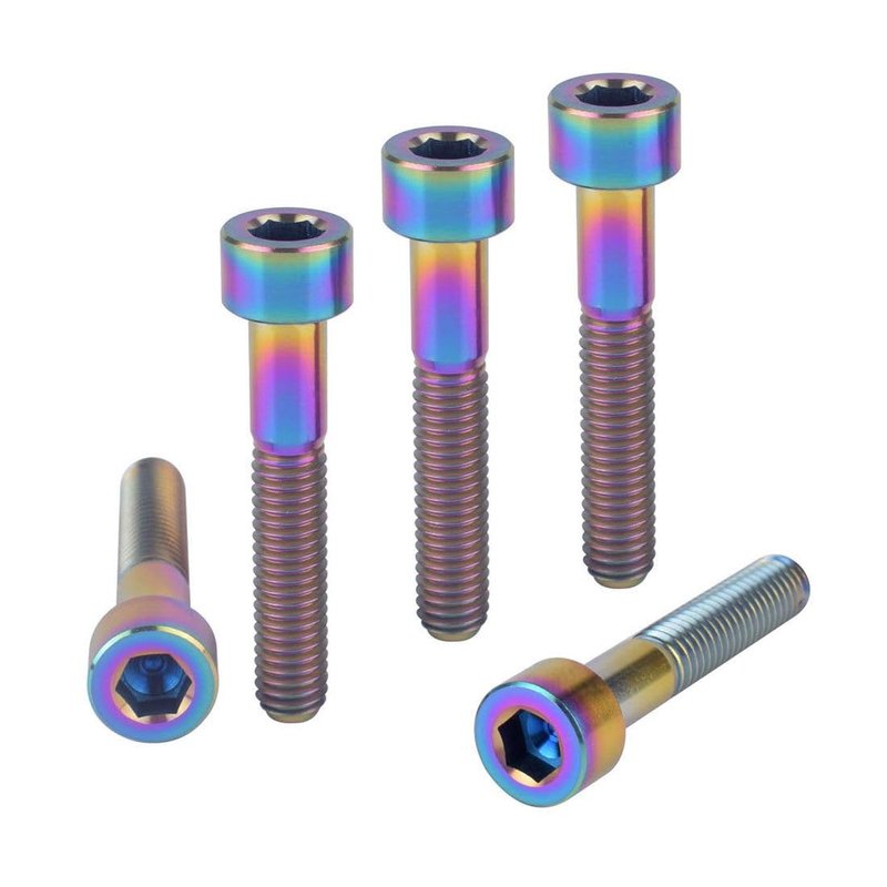 VAMUOEFL Titanium Bolts M6x35mm Allen Hex Head for Bicycle Headset Stem Top Cover Screws 5Pcs Colorful