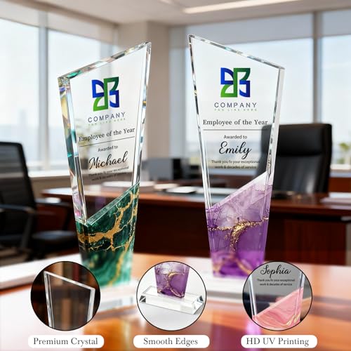 Custom Half Color Crystal Trophy Award - Personalized Employee Gifts