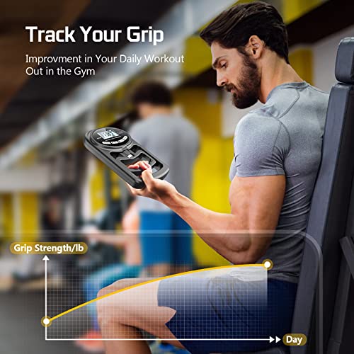 Grip Strength Tester - Digital Dynamometer with Trainer, 265 Lbs, Black