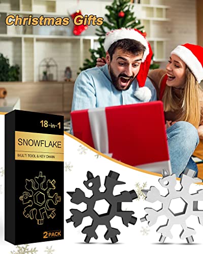 NDakter 18-in-1 Snowflake Multi-Tool - Black & Silver Compact Emergency Gear for Men & Women, Christmas Stocking Stuffer