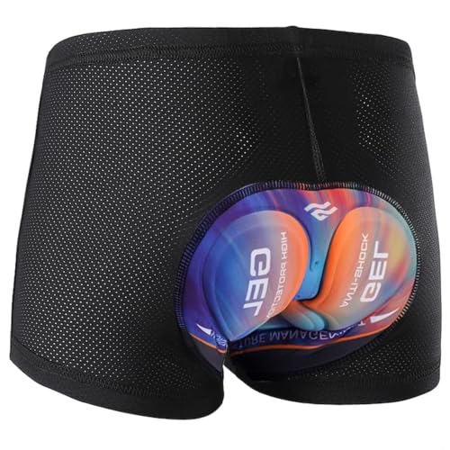 Ulhnei Bike Shorts Men Cycling Underwear 5D Padded Gel MTB Liner, Large/Black