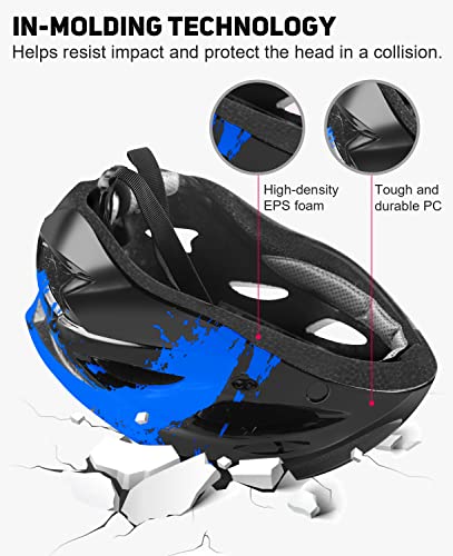 Tadpole Bike Helmet with Light & Goggles - Blue, Adult Unisex