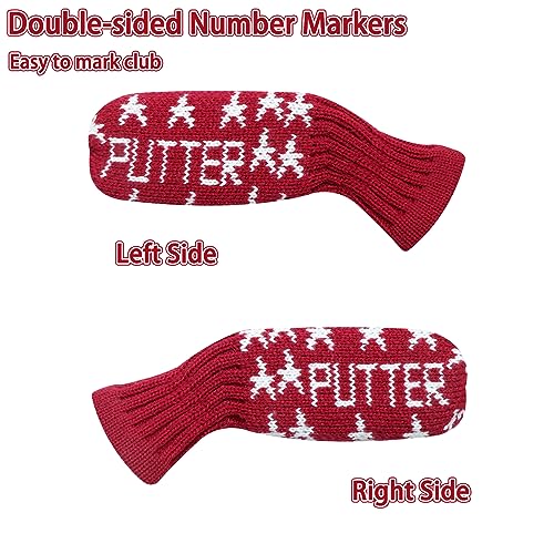 Professional Knitted Blade Putter Cover - Red Stars Design