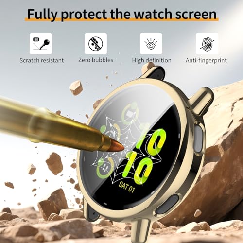 Soft TPU Screen Protector Case for Garmin Vivoactive 5 - 2 Clear + 2 Gold