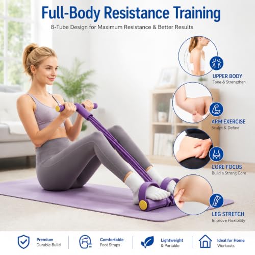 8-Tube Resistance Band with Handles for Home Workouts