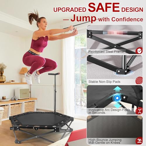 Foldable Mini Trampoline - 42" Rebounder for Indoor & Outdoor Workouts