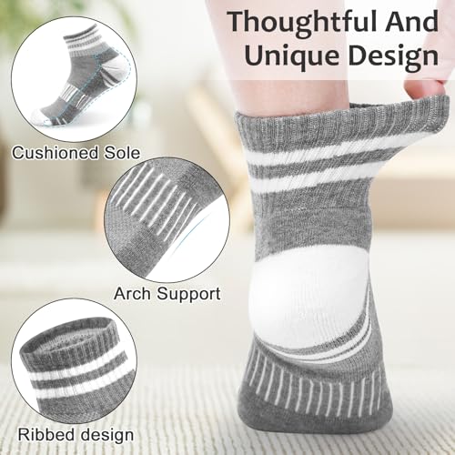 Mini Crew Ankle Socks for Women - 8 Pairs, White Grey Black