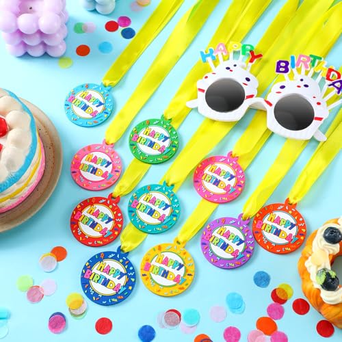 30 Pack Happy Birthday Medals 2 Inch Rubber Awards with Ribbon - Kids & Party Supplies