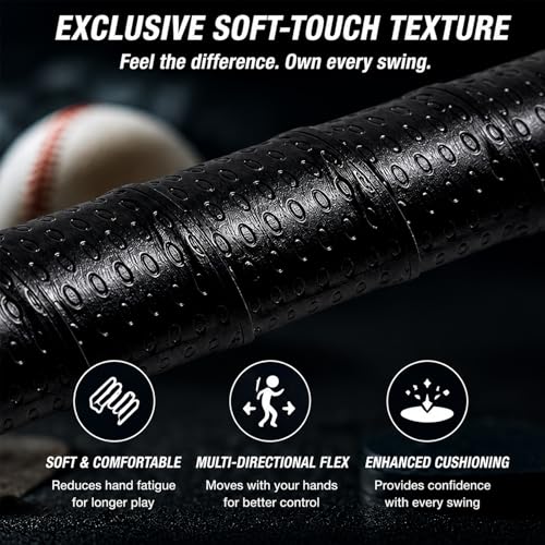 Baseball Bat Grip Tape - Slip-Resistant Black Softball Grip