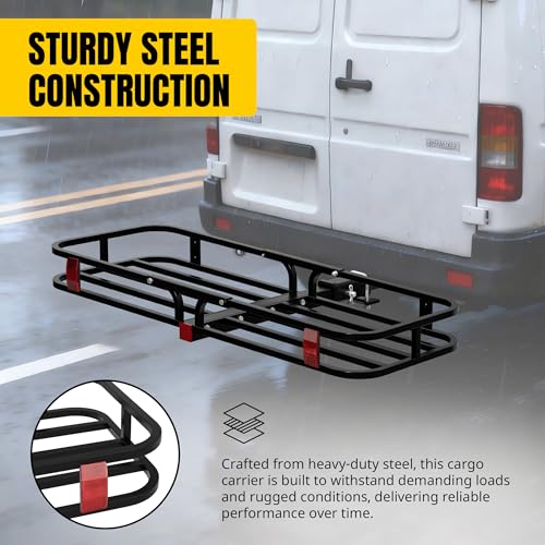 Hitch Cargo Carrier - 53" Steel Trailer Mount with High Side Rails