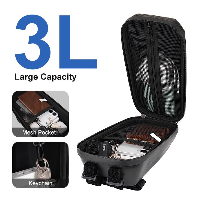 MOSISO Electric Scooter Bag, Waterproof EVA Scooter Storage Bags for Scooters, Bikes, 3L Large Capacity Front Hanging Handlebar Bag for Carrying Phone,Wallet,Keys,Charger Tools,Repair Tools, Black