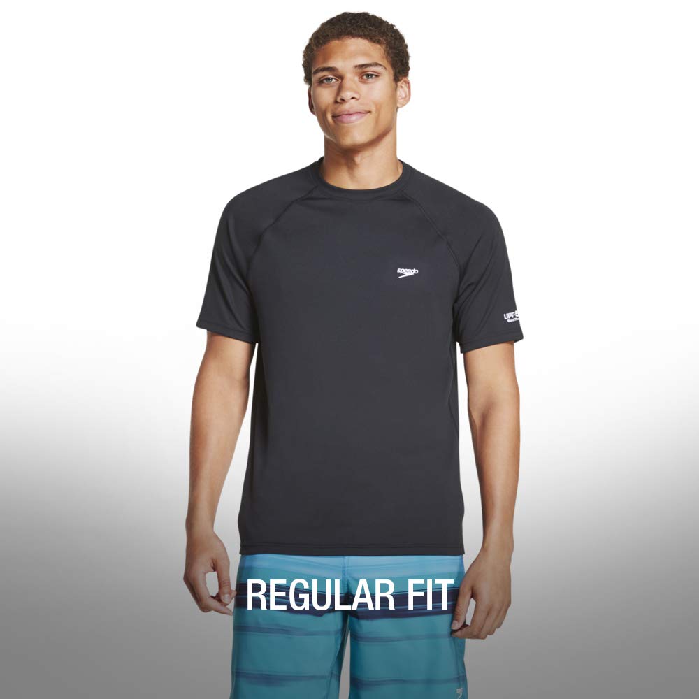 Speedo Men's Uv Swim Shirt Short Sleeve Regular Fit Solid Peacoat