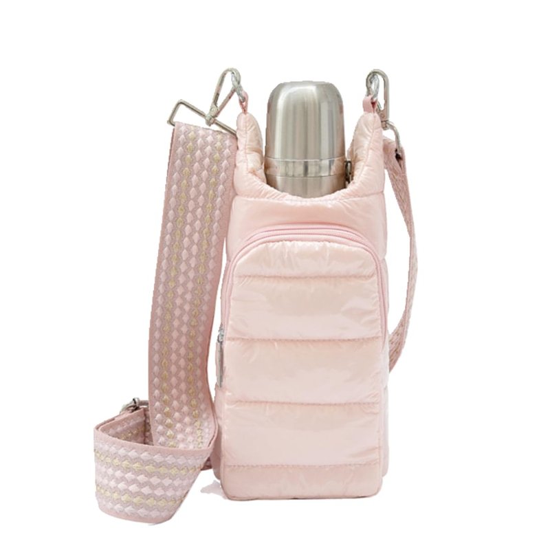 Original Crossbody Water Bottle Bag/Water Bottle Holder Bag/Quilted Puffer Tote Tumbler Holder with Pockets for Phone & Accessories/For walking, hiking, workout/BEST GIFT for woman (Gold)