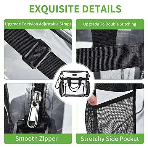 Clear Stadium Tote Bag - 12x5.5x12 Waterproof Transparent Handbag