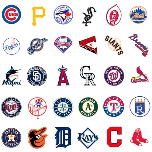 MLB Team Logo Stickers Collection - 30 Waterproof Vinyl Stickers