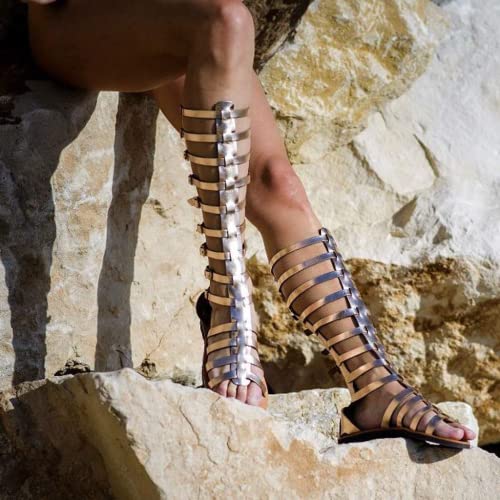 Gladiator Sandals for Women - Summer Casual Lace Up Thong - Gold