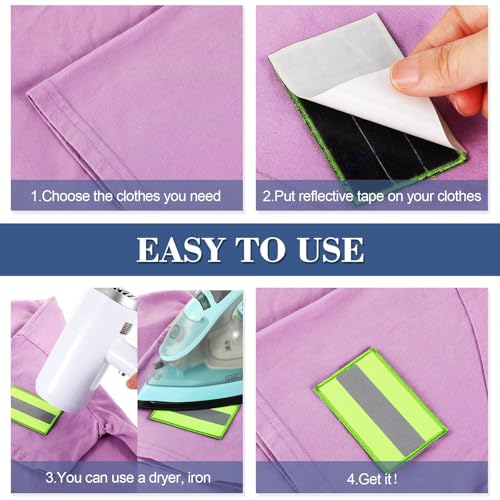 Reflective Safety Patch Set - 8 Pcs in Green Black, Dual Sizes