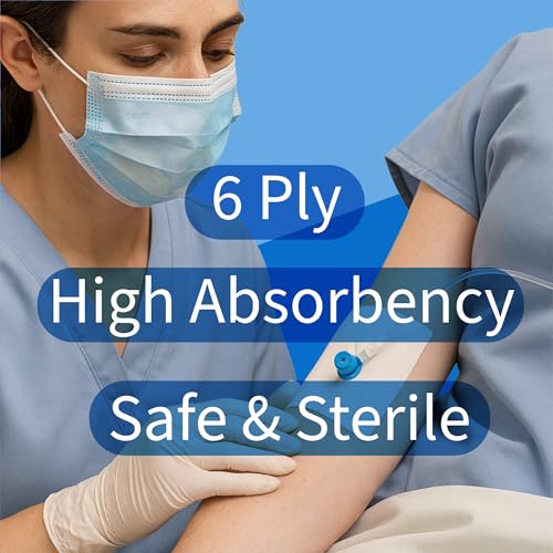 Vakly Sterile Split Drain Sponge Gauze 4 x 4, 6-Ply, 50 Pack